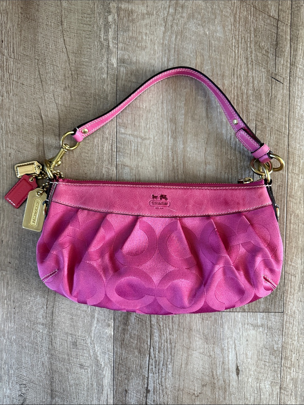Coach Vintage Y2K Madison Op Art Pink Signature Hobo Demi Handbag